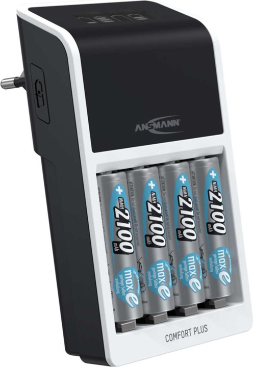 Actual product image Ansmann 1001-0094 Comfort Plus quick charger for NiMH batteries, AA or AAA (1 pcs., AA, AAA, 2100 mAh, Battery + charger)