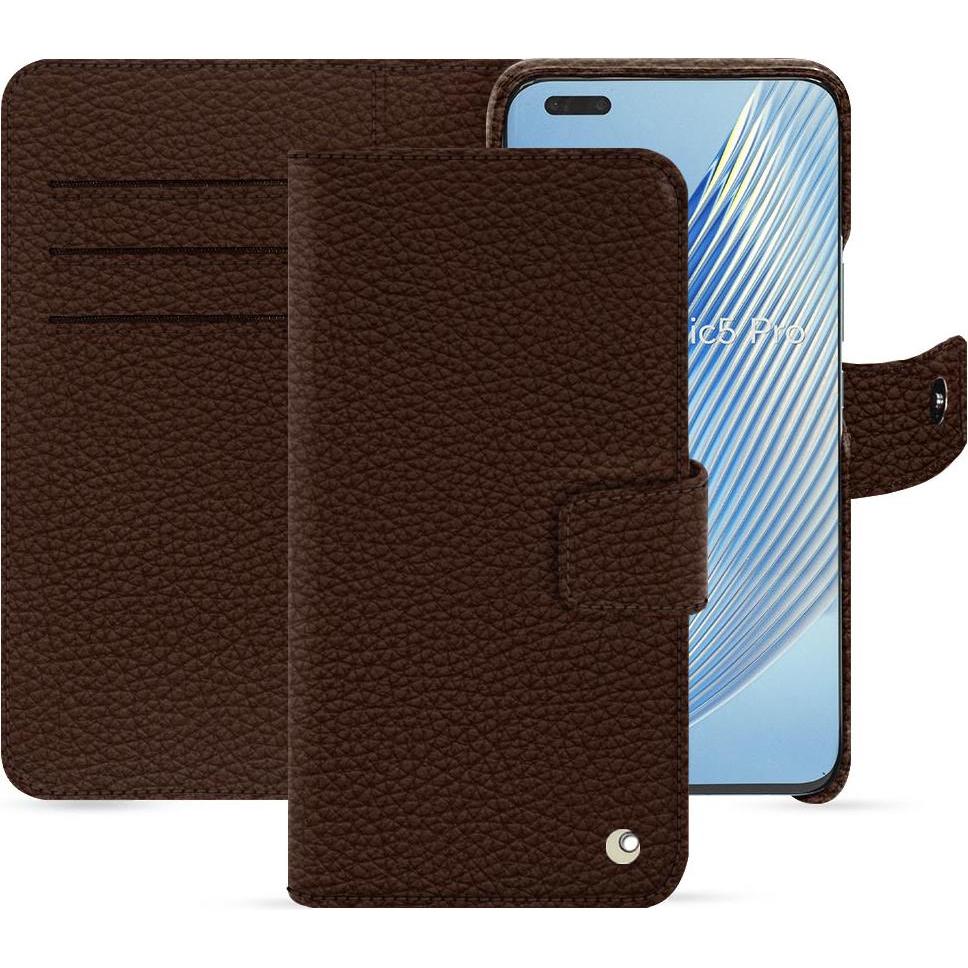 Noreve Lederschutzhülle Honor Magic5 Pro (Honor Magic5 Pro), Smartphone Hülle, Braun
