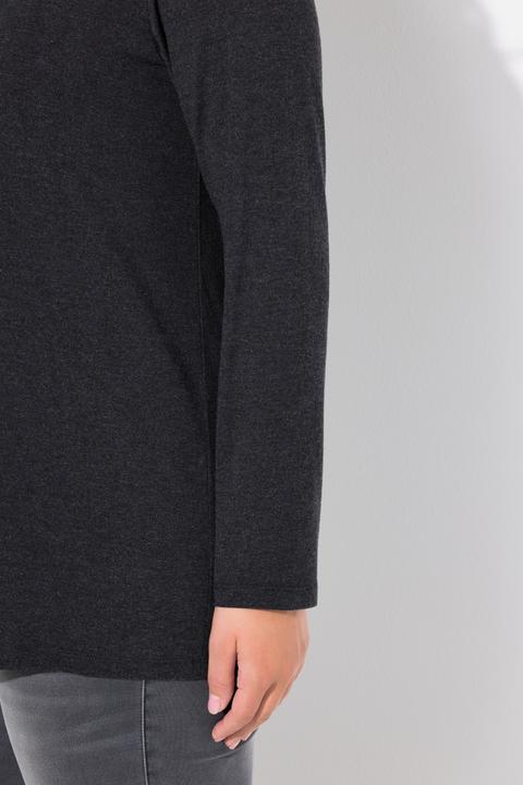 Immagine prodotto Ulla Popken Maglia dal taglio svasato con pieghe, perline, scollo a girocollo e maniche lunghe (42, 44)