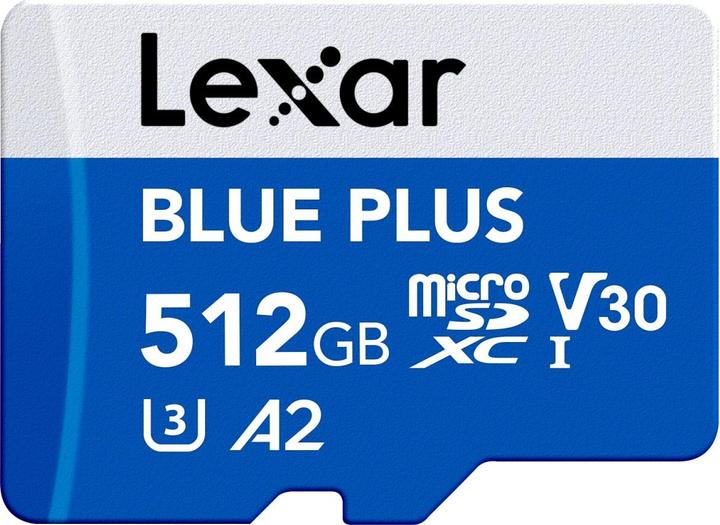 Image du produit Lexar Blue Plus MicroSD Card 512GB (512 Go, microSDXC, U3, UHS-I)