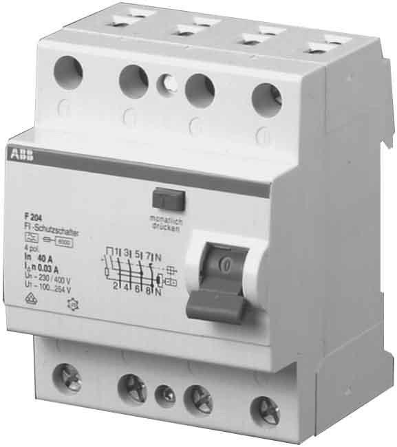Actual product image ABB RCD, F 204, 4 POLE