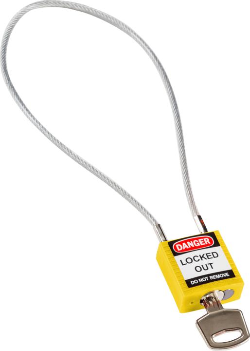 Actual product image Brady SafetyPadlocks-CompactCable Keyed Yellow