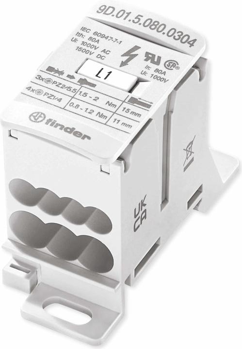 Actual product image Finder 9D.01.5.080.0304 Distributor White 7pole 6 mm² 80 A 1000 V/AC, 1500 V/DC