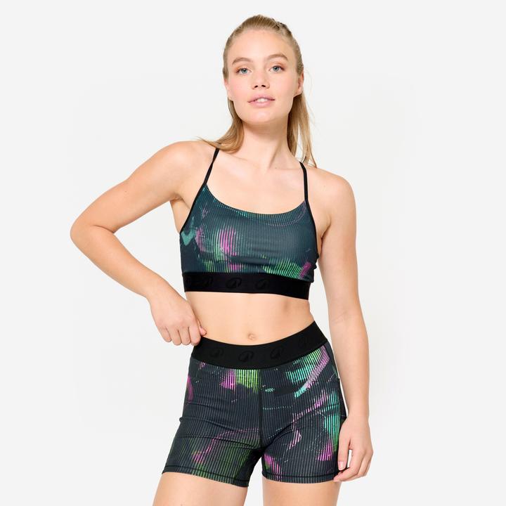 Produktbild Domyos Sport-Bustier Damen schmale gekreuzte Träger leichter Halt - schwarz (XL)