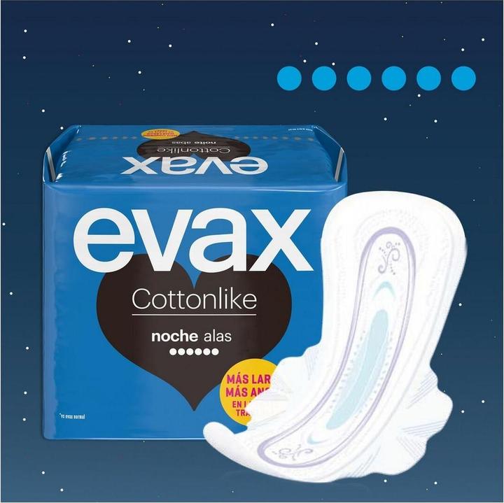 Image du produit Evax Serviettes hygiéniques Cottonlike nuit avec ailes 9 pièces (9 x)