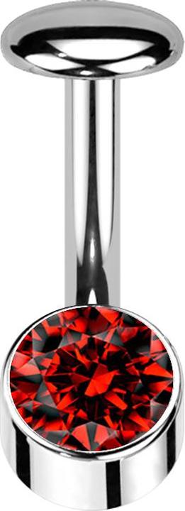 Actual product image Star Piercing Threadless Labret-Stab Banane silber Zylinder silber Kristall rot (without brass, Titanium)