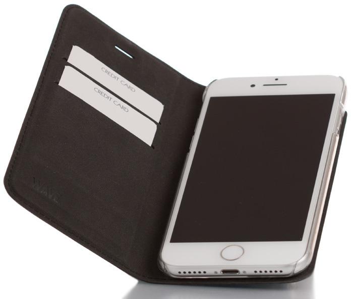 Actual product image Wave BookCase suojakotelo, iPhone 7 / 8 / SE, musta (Apple iPhone 6, Apple iPhone 6s, Apple iPhone 7, Apple iPhone 8, Apple iPhone SE (2nd Gen), Apple iPhone SE (3rd Gen))