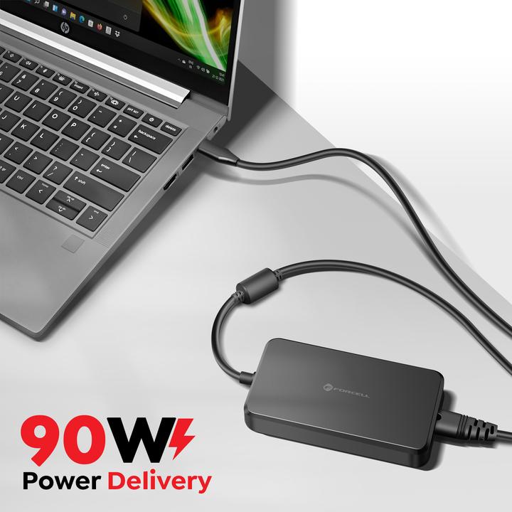 Image du produit Forcell Adapter F-ENERGY E856 uniwersal laptop charger 90W (6 adaptors) - czarny (90 W)