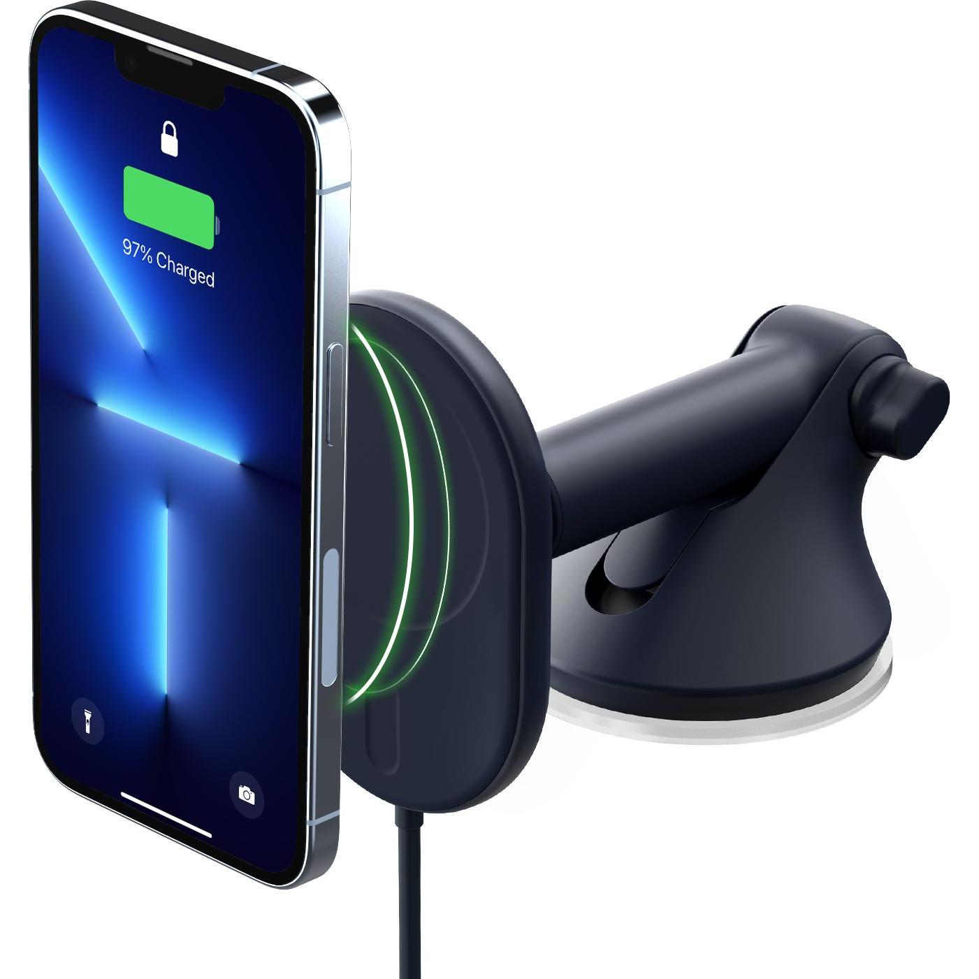Thumbnail - iOttie Velox MagSafe Kabelloses Ladegerät Autohalterung Dashboard 7,5 Watt Schwarz, Smartphone Halterung, Schwarz