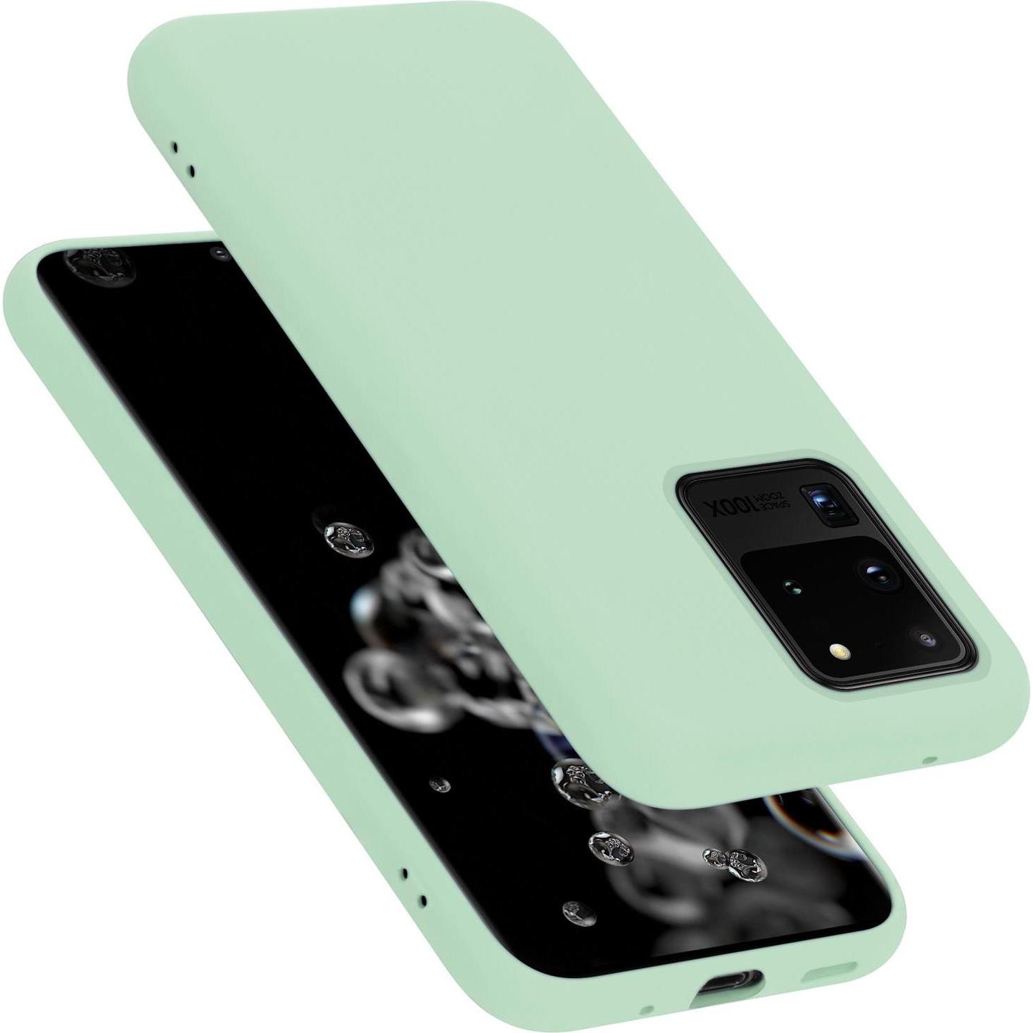 Cadorabo TPU Liquid Silicone Case Cover (Samsung Galaxy S20 Ultra), Smartphone Hülle, Grün