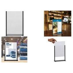 Europel, Porta depliant, Tischaufsteller, DIN A5, Metall, schwarz schwarzer Metallhalter, klares Acryl-Display, für DIN A5 (A5)