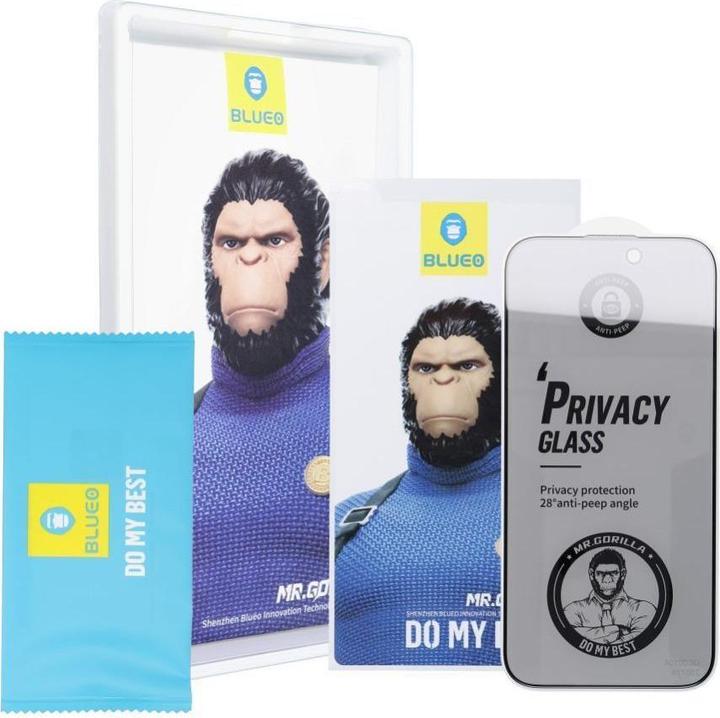 Immagine prodotto Blueo Other 5D Mr. Monkey Glass - Apple iPhone 16 Pro black (Strong Privacy) (1 Pezzo/i, Apple iPhone 16 Pro)
