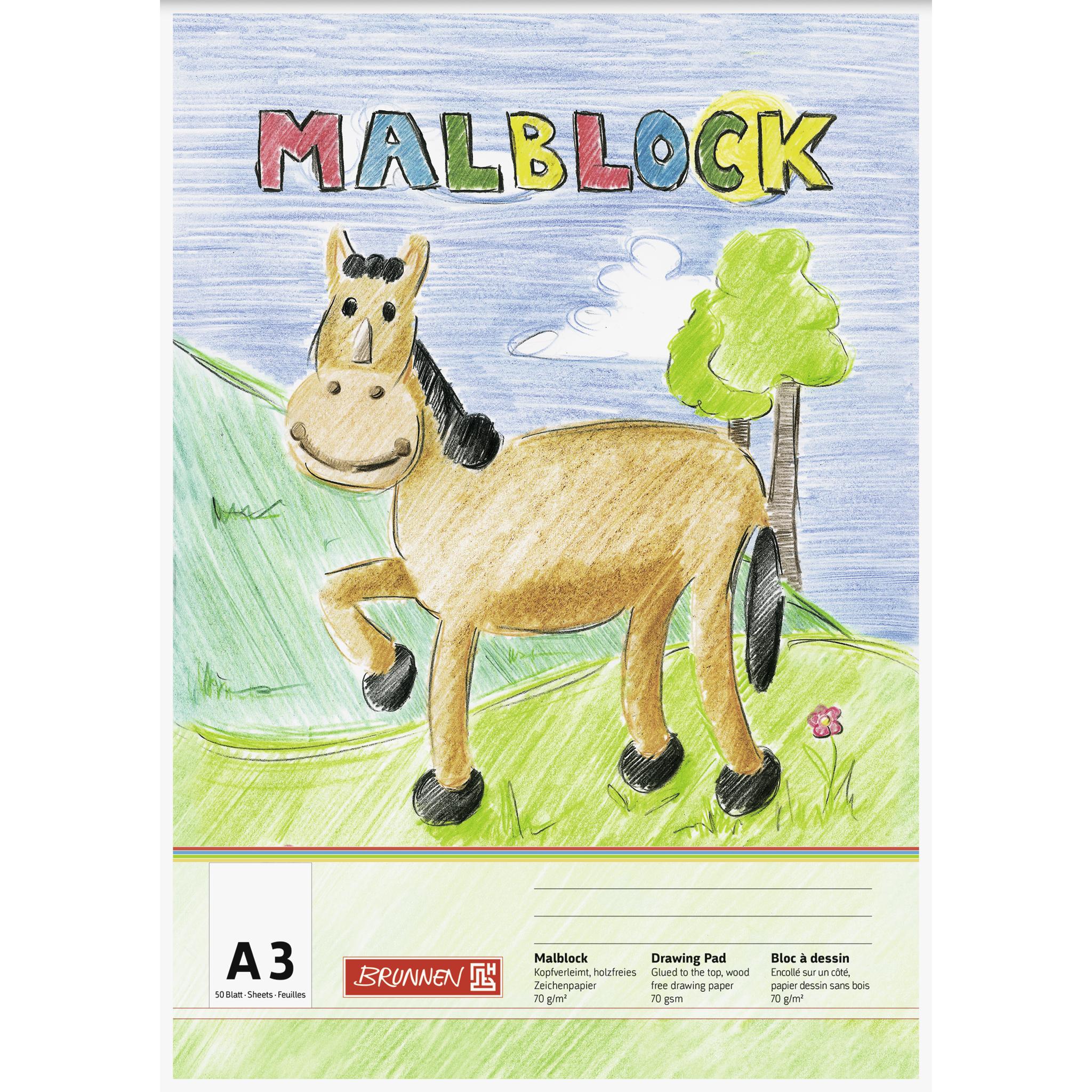 Brunnen, Heft + Block, Malblock A3 70g/qm 50 Blatt (A3)