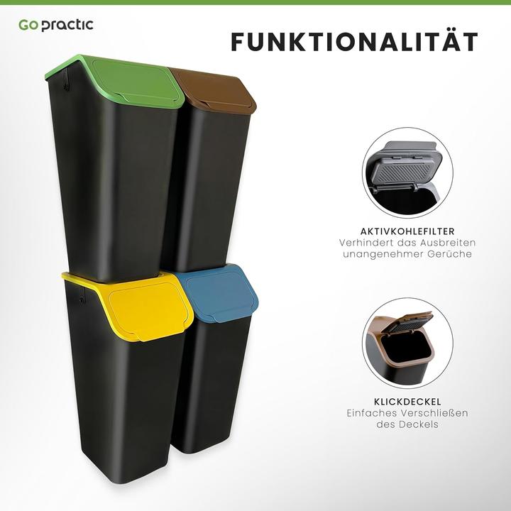 Immagine prodotto Go Practic 4er-Set Mülleimer mit Geruchsfilter (140 l)