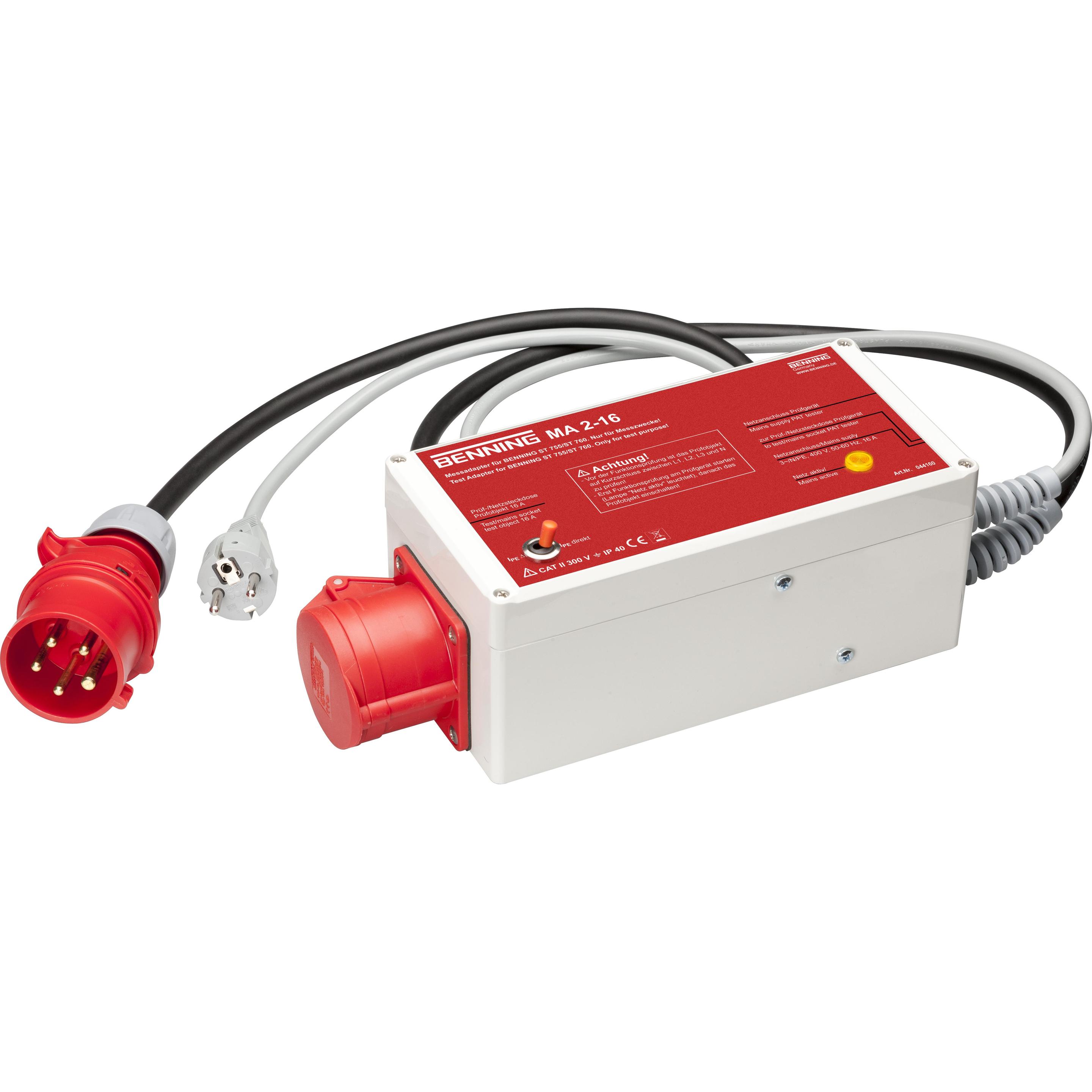 Benning MA 2-16, CEE 16 A 5 poli, attivo/passivo (Adattatore), Misurazione, Rosso
