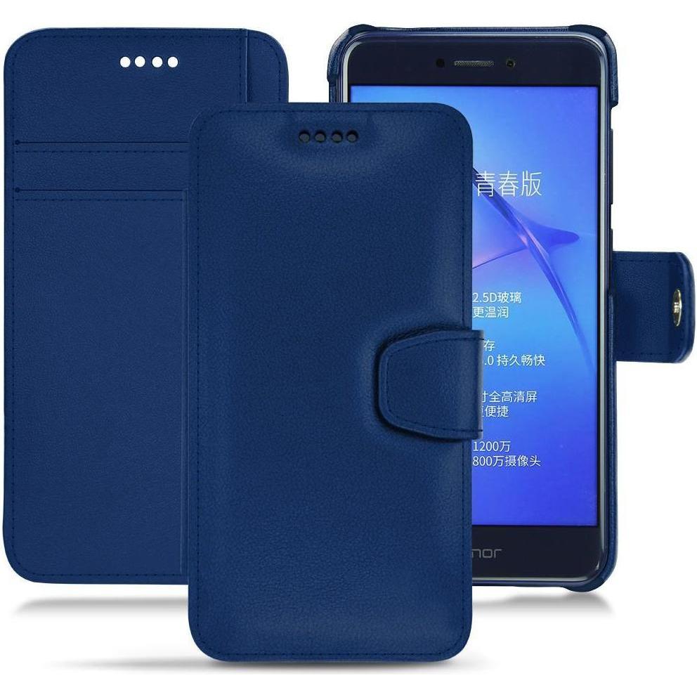Noreve Lederschutzhülle Wallet (Huawei P8 Lite (2017)), Smartphone Hülle, Blau