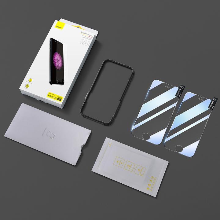 Produktbild Baseus iPhone SE 20/22 / 8 / 7 - 2 Stk. Panzerglas Front Schutzfolie (2 Stück, Apple iPhone SE (2nd Gen), Apple iPhone SE (3rd Gen))