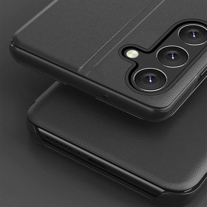 Image du produit Hurtel Eco Leather View Case Hülle für Samsung Galaxy S25 mit Klappständer - Schwarz (Samsung Galaxy S25)