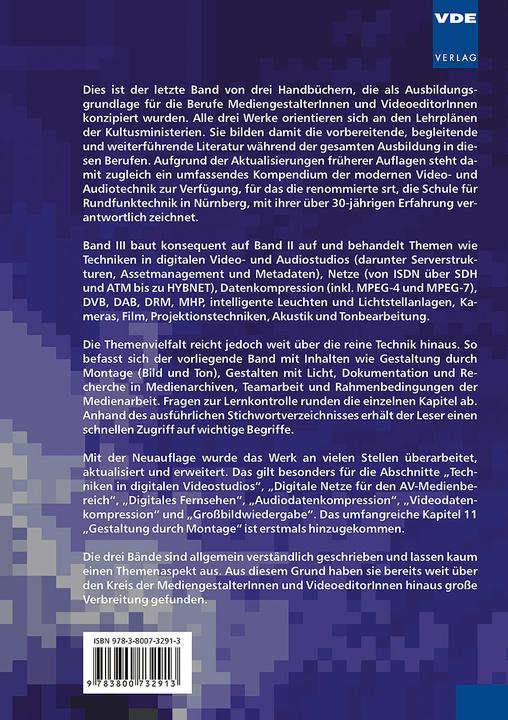 Produktbild Ausbildungshandbuch audiovisuelle Medienberufe Bd.III (Deutsch, SRT, 2010)