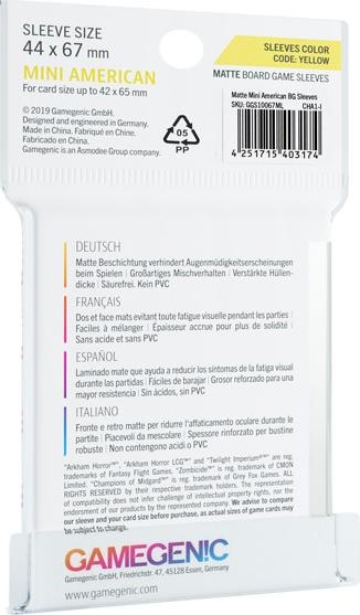 Immagine prodotto Gamegenic GGS10052 - Buste PRIME, formato mini americano 44 x 67 mm - trasparenti (50 buste)