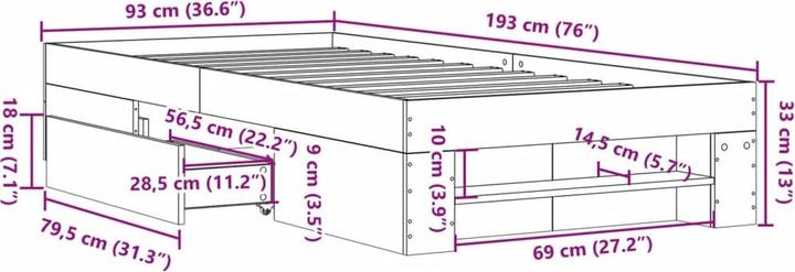 Actual product image vidaXL Bettgestell (90 x 190 cm)