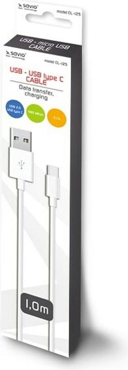 Actual product image Savio CL-125 USB Cable USB 2.0 USB A USB C (1 m, USB 2.0)
