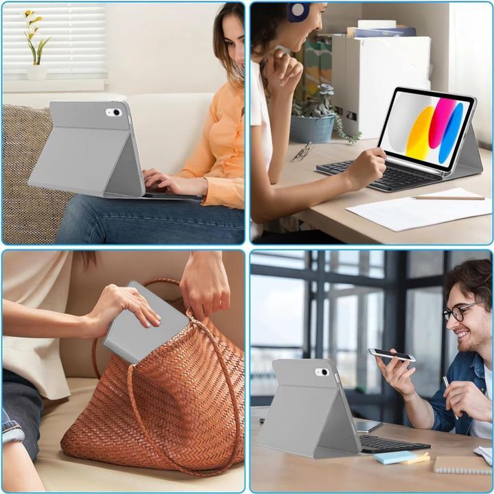 Produktbild Tech-Protect SC Pen + Keyboard Case for iPad 10.9 2022 (10th gen.) / 11 2025 (11th gen.) - Gray (US, Apple iPad 2022 (10. Gen), Apple iPad 2025 (11. Gen))