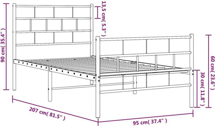 Image du produit vidaXL Metall Bettgestell (90 x 200 cm)