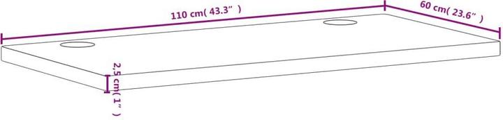 Actual product image vidaXL Schreibtischplatte 110x60x2,5 cm Massivholz (60 x 110 cm)
