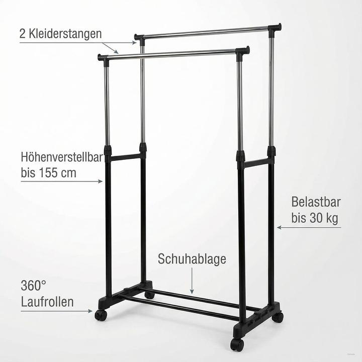 Actual product image Homeline Adjustable double clothes rack