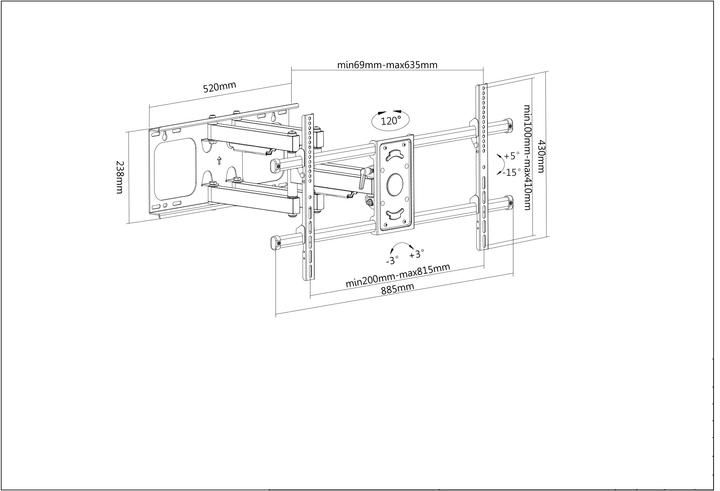 Productafbeelding Manhattan TV muurbeugel (Muur, 90", 75 kg)