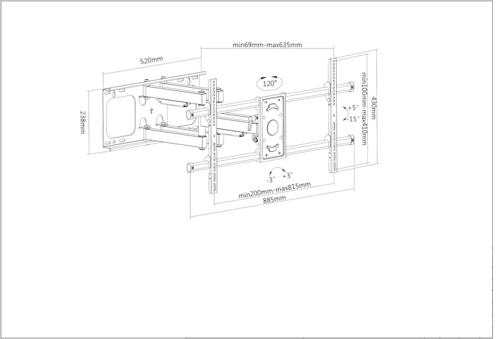 Immagine prodotto Manhattan Supporto da parete per TV (Muro, 90", 75 kg)