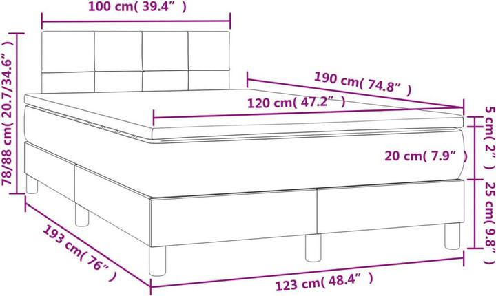 Produktbild vidaXL Boxspringbett (120 x 190 cm)