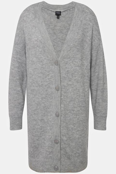 Produktbild Ulla Popken Strickjacke, Boxy, Knöpfe, V-Ausschnitt, Feinstrick (62)