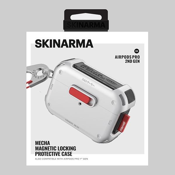 Actual product image Skinarma case Mecha AirPods Pro 2 chrome