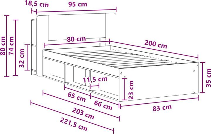 Produktbild vidaXL Bettrahmen (80 x 200 cm)