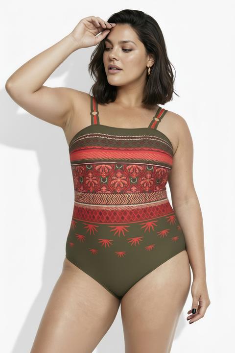 Produktbild Ulla Popken Badeanzug, Boho-Muster, Softcups, recycelt (42)