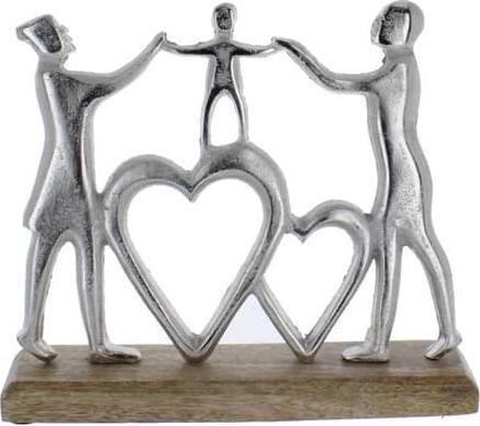 MICA Living Standdeko - Familie mit Herzen - silber/braun - ca. 20 x 5 x 16 cm
