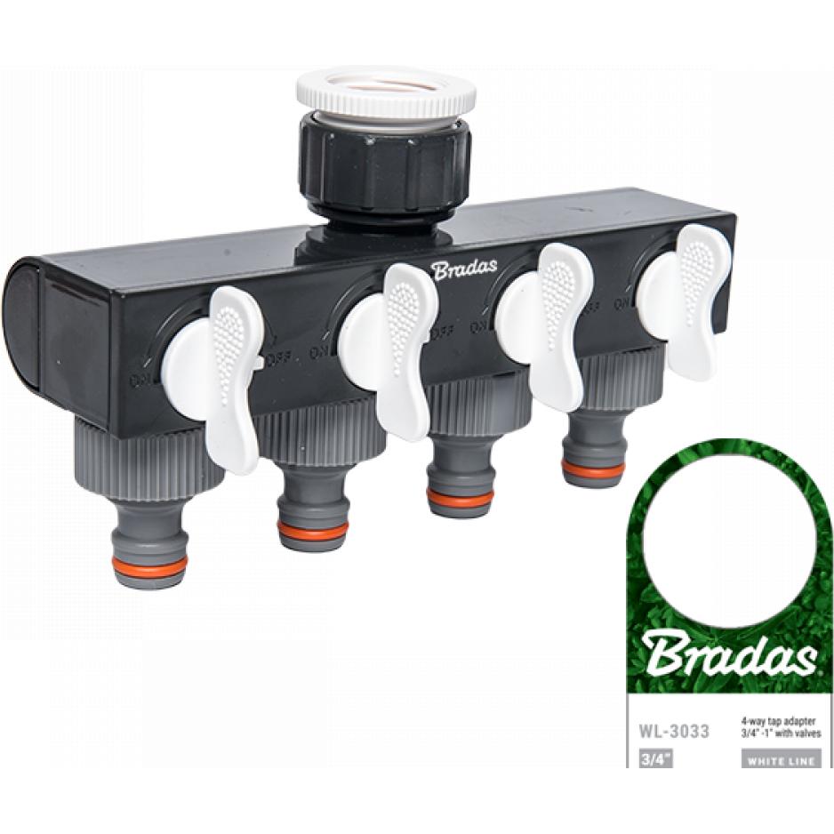 Bradas 4-Wege-Verteiler mit Ventilen (4 Wege Verteiler, 25.40 mm) (WL-3033)