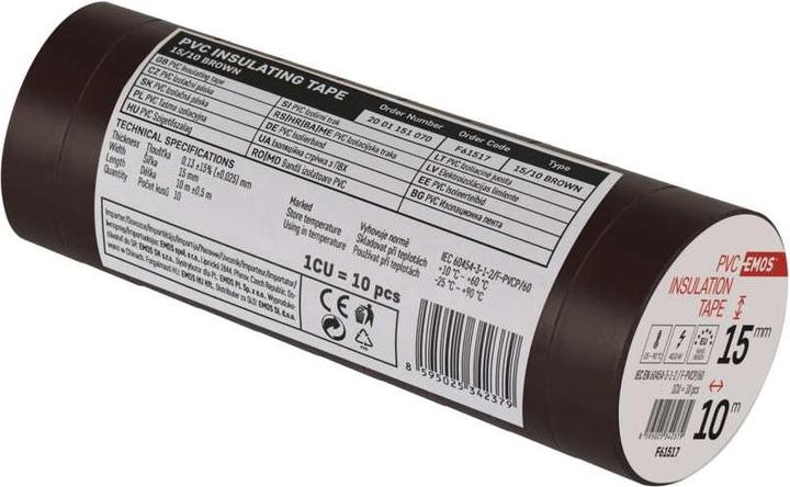 Image du produit Emos Ruban isolant PVC 15mm/10m Marron, 10 pcs. (15 mm)