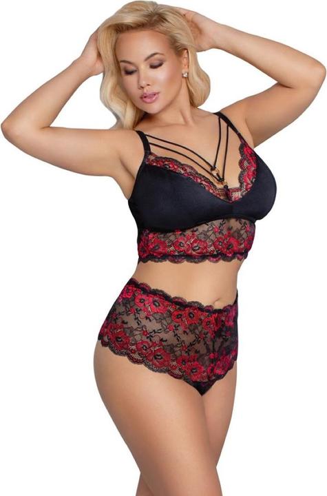 Productafbeelding Cottelli Collection Bh en slip zwart/rood 2XL (XXL)