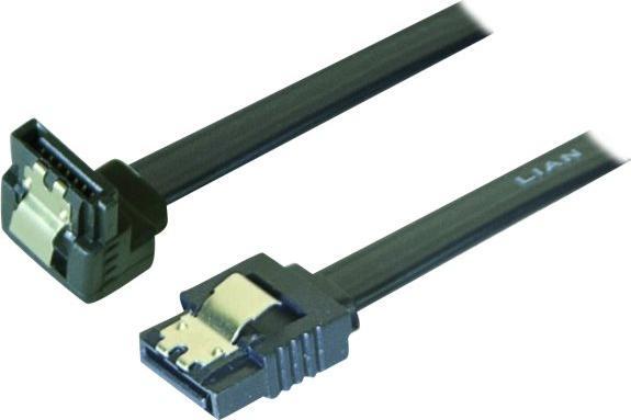 Image du produit Exertis Connect Câble SATA III, 6 Gbit/s, 7 broches SATA mâle / 7 broches SATA femelle, coudé, avec verrouillage (20 cm, SATA III)