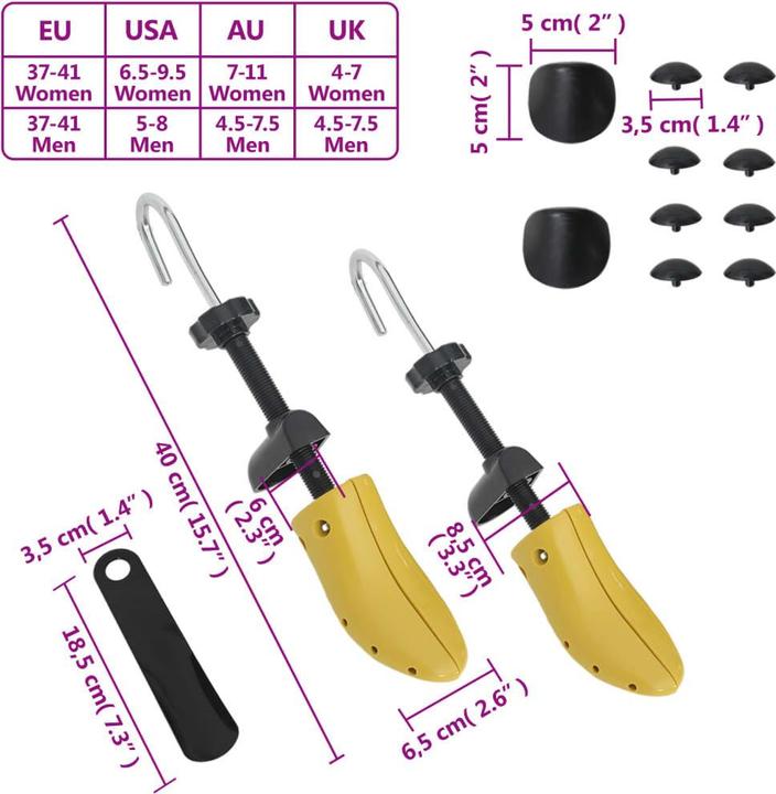 Produktbild VidaXL Schuhspanner mit Schuhanzieher Gelb EU 37-41 (1 x)