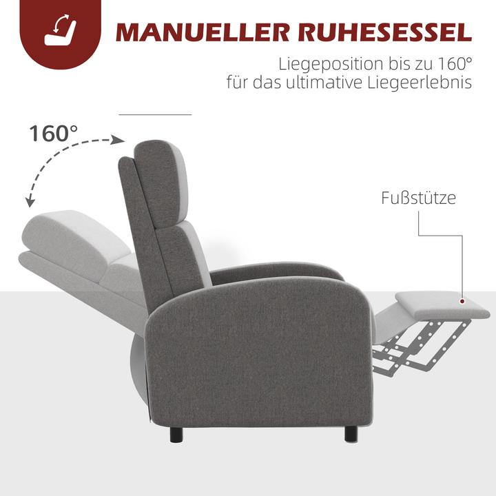 Immagine prodotto Homcom Relaxsessel mit Liegefunktion Polyester, Schaumstoff Grau