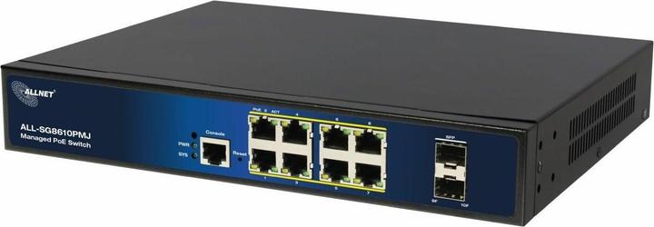 Allnet Volledig beheerde Layer2+ 10-poorts switch &bull 8x GbE &bull PoE-budget 130W &bull 8x PoE bij &bull (10 ports)