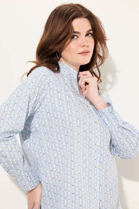 Immagine prodotto Ulla Popken Damen grosse Grössen Bluse, Kelchkragen, bedruckt, Langarm himmelblau 54+ 829726700-54+ (54)