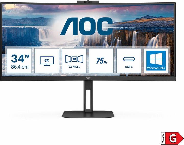Produktbild AOC CU34V5CW/BK (3440 x 1440 Pixel, 34")
