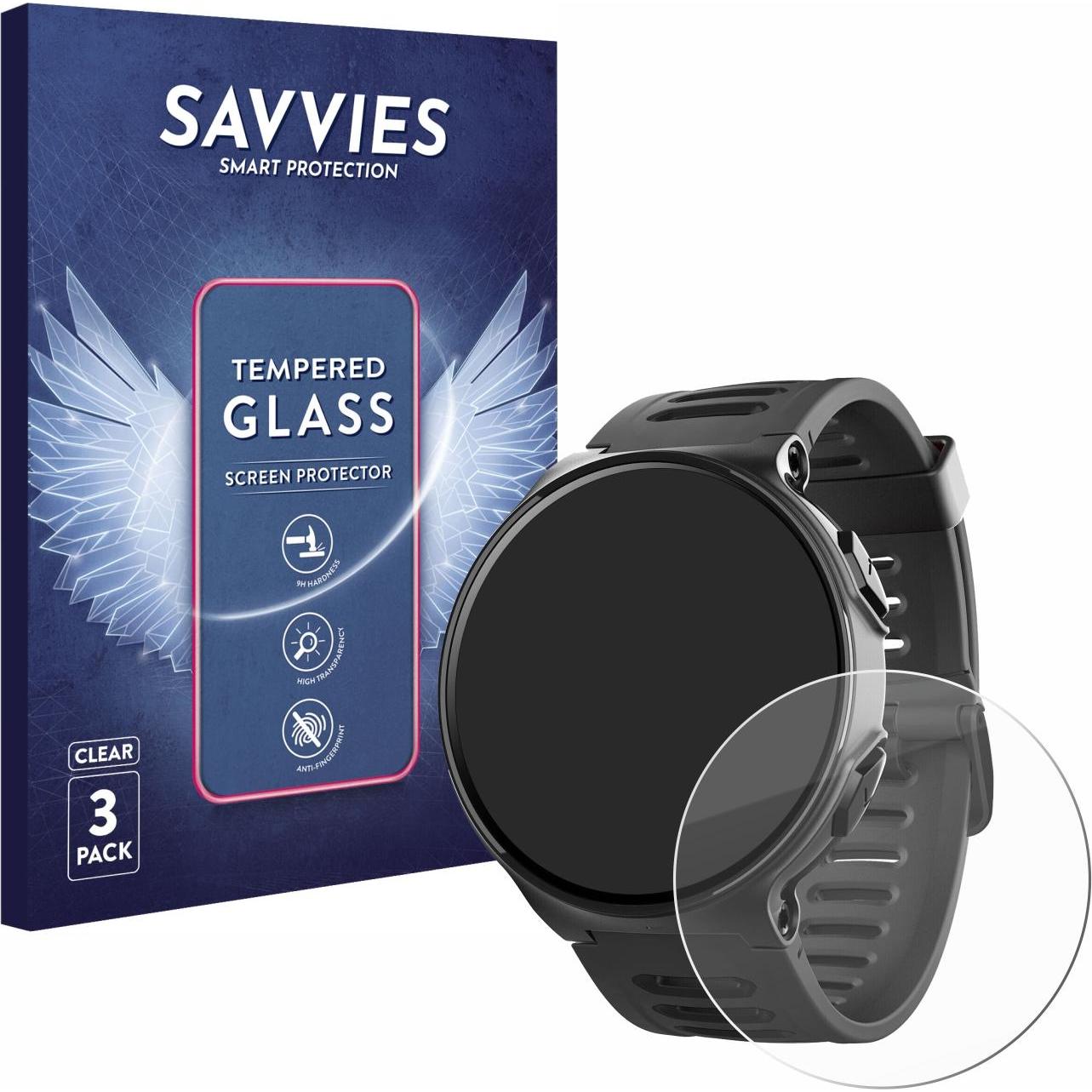Savvies Panzerglas Hartglas Displayschutz, Smartwatch Schutzfolie, Transparent