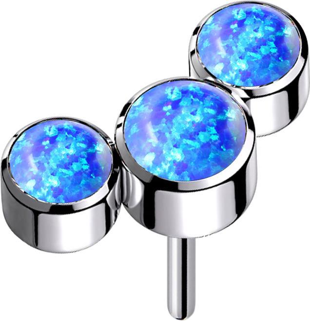 Immagine prodotto Star Piercing Threadless argento tre opali blu (senza ottone, Titanio)