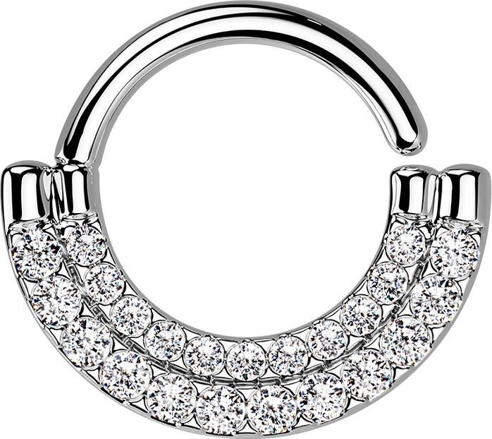 Produktbild Star Piercing Micro Piercing Ring silber Schild doppel front Kristalle silber (Messing)